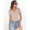 imageANRABESS Women Short Sleeve V Neck Lace Shirts Ribbed Knit Fitted Basic Tee Top 2026 Summer Casual TShirts Going Out OutfitsBeige