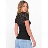 imageANRABESS Women Short Sleeve V Neck Lace Shirts Ribbed Knit Fitted Basic Tee Top 2026 Summer Casual TShirts Going Out OutfitsBlack