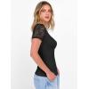 imageANRABESS Women Short Sleeve V Neck Lace Shirts Ribbed Knit Fitted Basic Tee Top 2026 Summer Casual TShirts Going Out OutfitsBlack