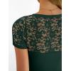 imageANRABESS Women Short Sleeve V Neck Lace Shirts Ribbed Knit Fitted Basic Tee Top 2026 Summer Casual TShirts Going Out OutfitsDeep Green