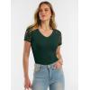imageANRABESS Women Short Sleeve V Neck Lace Shirts Ribbed Knit Fitted Basic Tee Top 2026 Summer Casual TShirts Going Out OutfitsDeep Green