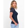 imageANRABESS Women Short Sleeve V Neck Lace Shirts Ribbed Knit Fitted Basic Tee Top 2026 Summer Casual TShirts Going Out OutfitsNavy Blue