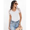 imageANRABESS Women Short Sleeve V Neck Lace Shirts Ribbed Knit Fitted Basic Tee Top 2026 Summer Casual TShirts Going Out OutfitsWhite