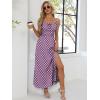 imageANRABESS Women Summer Casual Floral Printed Square Neck Sleeveless Straps Elastic Waist Slit Beach Vacation Maxi DressFloral Purple