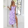 imageANRABESS Women Summer Casual Floral Printed Square Neck Sleeveless Straps Elastic Waist Slit Beach Vacation Maxi DressLight Purple Floral