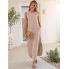 imageANRABESS Women Summer Casual Maxi Sundress Sleeveless Loose Split 2026 Trendy Tank Shirt Long Dress Beach Vacation ClothesAlmond