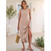 imageANRABESS Women Summer Casual Maxi Sundress Sleeveless Loose Split 2026 Trendy Tank Shirt Long Dress Beach Vacation ClothesAlmond