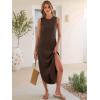 imageANRABESS Women Summer Casual Maxi Sundress Sleeveless Loose Split 2026 Trendy Tank Shirt Long Dress Beach Vacation ClothesBrown
