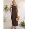 imageANRABESS Women Summer Casual Maxi Sundress Sleeveless Loose Split 2026 Trendy Tank Shirt Long Dress Beach Vacation ClothesBrown