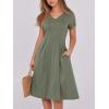 imageANRABESS Women Summer Dress Casual Short Sleeve V Neck ALine Knee Length Pleated Flowy 2026 Fashion Midi Dresses with PocketArmy Green