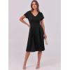 imageANRABESS Women Summer Dress Casual Short Sleeve V Neck ALine Knee Length Pleated Flowy 2026 Fashion Midi Dresses with PocketBlack