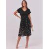 imageANRABESS Women Summer Dress Casual Short Sleeve V Neck ALine Knee Length Pleated Flowy 2026 Fashion Midi Dresses with PocketBlack Floral