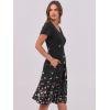 imageANRABESS Women Summer Dress Casual Short Sleeve V Neck ALine Knee Length Pleated Flowy 2026 Fashion Midi Dresses with PocketBlack Floral