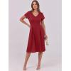 imageANRABESS Women Summer Dress Casual Short Sleeve V Neck ALine Knee Length Pleated Flowy 2026 Fashion Midi Dresses with PocketBurgundy