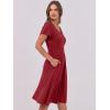 imageANRABESS Women Summer Dress Casual Short Sleeve V Neck ALine Knee Length Pleated Flowy 2026 Fashion Midi Dresses with PocketBurgundy