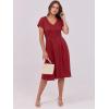 imageANRABESS Women Summer Dress Casual Short Sleeve V Neck ALine Knee Length Pleated Flowy 2026 Fashion Midi Dresses with PocketBurgundy
