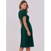imageANRABESS Women Summer Dress Casual Short Sleeve V Neck ALine Knee Length Pleated Flowy 2026 Fashion Midi Dresses with PocketDark Green