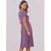 imageANRABESS Women Summer Dress Casual Short Sleeve V Neck ALine Knee Length Pleated Flowy 2026 Fashion Midi Dresses with PocketDark Purple