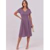 imageANRABESS Women Summer Dress Casual Short Sleeve V Neck ALine Knee Length Pleated Flowy 2026 Fashion Midi Dresses with PocketDark Purple