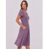 imageANRABESS Women Summer Dress Casual Short Sleeve V Neck ALine Knee Length Pleated Flowy 2026 Fashion Midi Dresses with PocketDark Purple