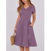 imageANRABESS Women Summer Dress Casual Short Sleeve V Neck ALine Knee Length Pleated Flowy 2026 Fashion Midi Dresses with PocketDark Purple