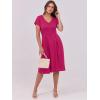 imageANRABESS Women Summer Dress Casual Short Sleeve V Neck ALine Knee Length Pleated Flowy 2026 Fashion Midi Dresses with PocketHot Pink
