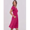 imageANRABESS Women Summer Dress Casual Short Sleeve V Neck ALine Knee Length Pleated Flowy 2026 Fashion Midi Dresses with PocketHot Pink