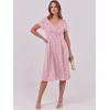 imageANRABESS Women Summer Dress Casual Short Sleeve V Neck ALine Knee Length Pleated Flowy 2026 Fashion Midi Dresses with PocketPink White Dot