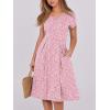 imageANRABESS Women Summer Dress Casual Short Sleeve V Neck ALine Knee Length Pleated Flowy 2026 Fashion Midi Dresses with PocketPink White Dot