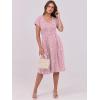 imageANRABESS Women Summer Dress Casual Short Sleeve V Neck ALine Knee Length Pleated Flowy 2026 Fashion Midi Dresses with PocketPink White Dot