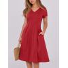 imageANRABESS Women Summer Dress Casual Short Sleeve V Neck ALine Knee Length Pleated Flowy 2026 Fashion Midi Dresses with PocketRed