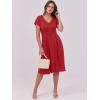 imageANRABESS Women Summer Dress Casual Short Sleeve V Neck ALine Knee Length Pleated Flowy 2026 Fashion Midi Dresses with PocketRed