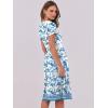 imageANRABESS Women Summer Dress Casual Short Sleeve V Neck ALine Knee Length Pleated Flowy 2026 Fashion Midi Dresses with PocketWhite Floral