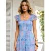 imageANRABESS Women Summer Floral Midi Dress Sleeveless Boho Flowy Smocked RuffleTulle Beach Vacation Wedding Guest Party DressesBlue Floral Purple