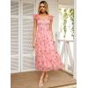 imageANRABESS Women Summer Floral Midi Dress Sleeveless Boho Flowy Smocked RuffleTulle Beach Vacation Wedding Guest Party DressesFloral Pink Rose