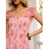 imageANRABESS Women Summer Floral Midi Dress Sleeveless Boho Flowy Smocked RuffleTulle Beach Vacation Wedding Guest Party DressesFloral Pink Rose