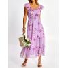 imageANRABESS Women Summer Floral Midi Dress Sleeveless Boho Flowy Smocked RuffleTulle Beach Vacation Wedding Guest Party DressesPurple Rose