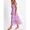 imageANRABESS Women Summer Floral Midi Dress Sleeveless Boho Flowy Smocked RuffleTulle Beach Vacation Wedding Guest Party DressesPurple Rose