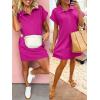 imageANRABESS Women Summer Shirt Dress Casual Short Sleeve Henley Neck Mini Shift Tunic Dresses 2026 Beach Vacation Cruise ClothesHot Pink