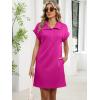 imageANRABESS Women Summer Shirt Dress Casual Short Sleeve Henley Neck Mini Shift Tunic Dresses 2026 Beach Vacation Cruise ClothesHot Pink