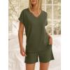 imageANRABESS Women Summer Two Piece Lounge Sets Top Matching Shorts Pajama Set 2026 Spring Casual Outfits Beach Vacation ClothesArmy Green