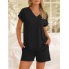 imageANRABESS Women Summer Two Piece Lounge Sets Top Matching Shorts Pajama Set 2026 Spring Casual Outfits Beach Vacation ClothesBlack