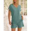 imageANRABESS Women Summer Two Piece Lounge Sets Top Matching Shorts Pajama Set 2026 Spring Casual Outfits Beach Vacation ClothesGray Green