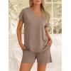 imageANRABESS Women Summer Two Piece Lounge Sets Top Matching Shorts Pajama Set 2026 Spring Casual Outfits Beach Vacation ClothesLight Khaki