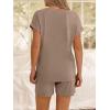 imageANRABESS Women Summer Two Piece Lounge Sets Top Matching Shorts Pajama Set 2026 Spring Casual Outfits Beach Vacation ClothesLight Khaki