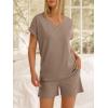imageANRABESS Women Summer Two Piece Lounge Sets Top Matching Shorts Pajama Set 2026 Spring Casual Outfits Beach Vacation ClothesLight Khaki