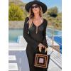 imageANRABESS Women Swimsuit Swim Crochet Cover Up Knit Bathing Suit Swimwear 2026 Summer Bodycon Beach Dress Vacation ClothesBlack