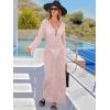 imageANRABESS Women Swimsuit Swim Crochet Cover Up Knit Bathing Suit Swimwear 2026 Summer Bodycon Beach Dress Vacation ClothesLight Pink