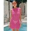 imageANRABESS Women Swimsuits Cover Up Slim Crochet Swimwear Summer Tank Little Dress Bathing Suit Vacation Beach Clothes OutfitsHot Pink