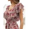 imageANRABESS Women V Neck Ruffle Sleeve Floral Pleated Maxi Dresses Summer Boho Belt Empire Waist Wedding Guest Party Flowy DressFloral Red Rose